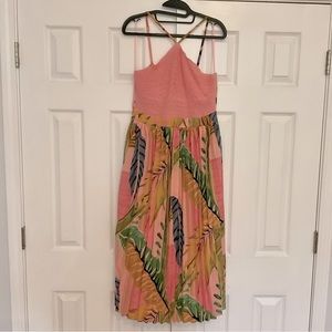 Blush Crochet Halter Top Floral Printed Midi Dress - Size Large